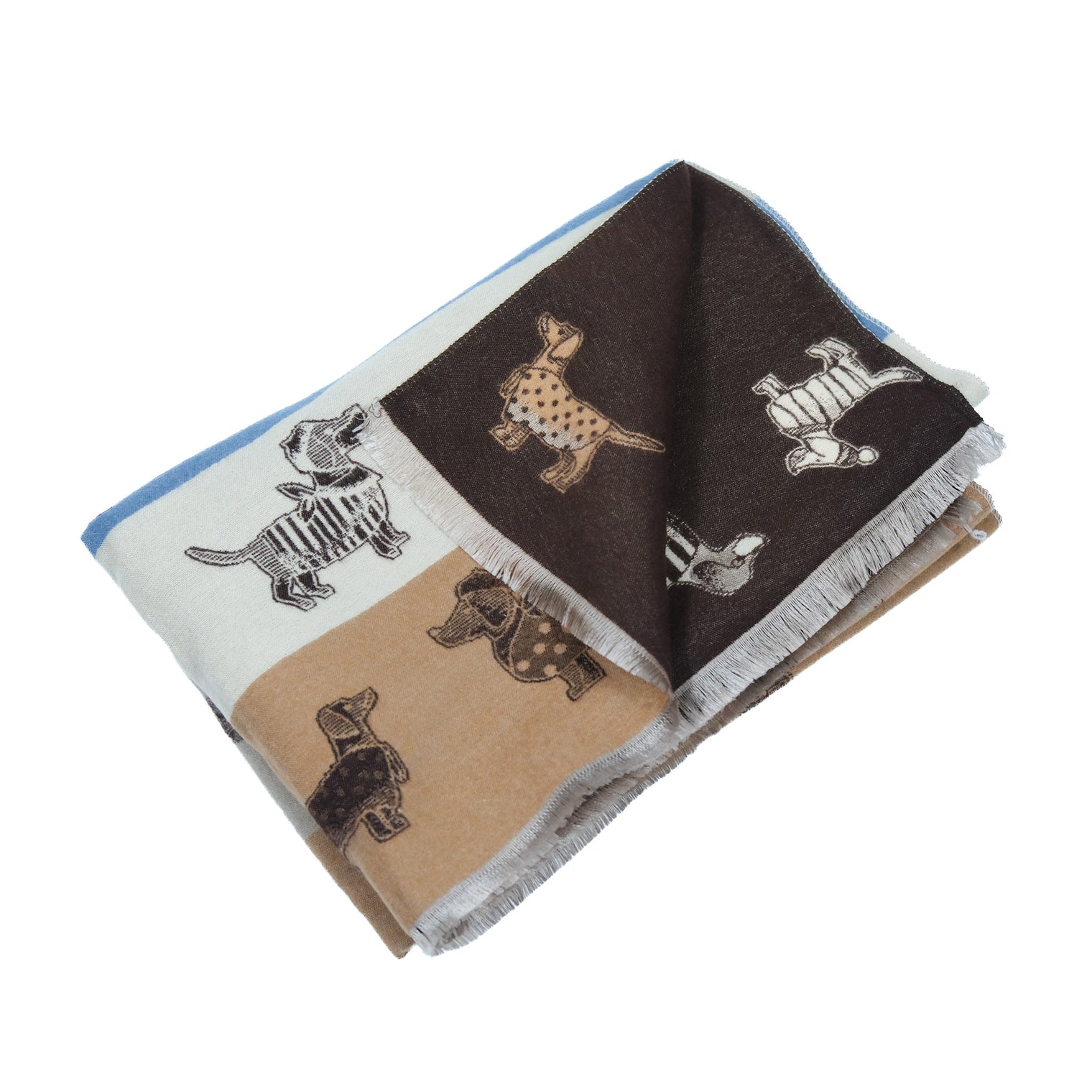 Reversible Whimsical Dog Print Oversized Scarf