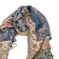 Oversized Reversible Paisley Wrap Scarf with Fringe