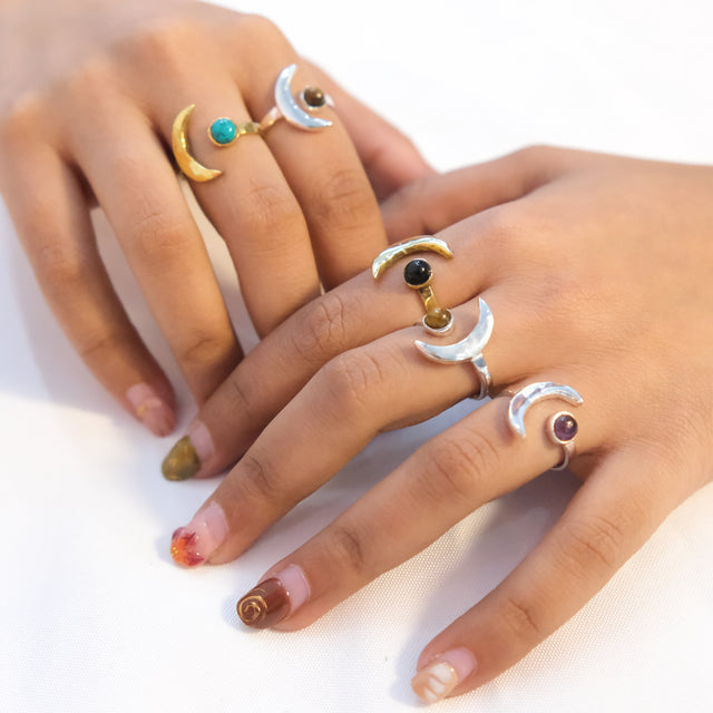 Crescent Moon Statement Ring
