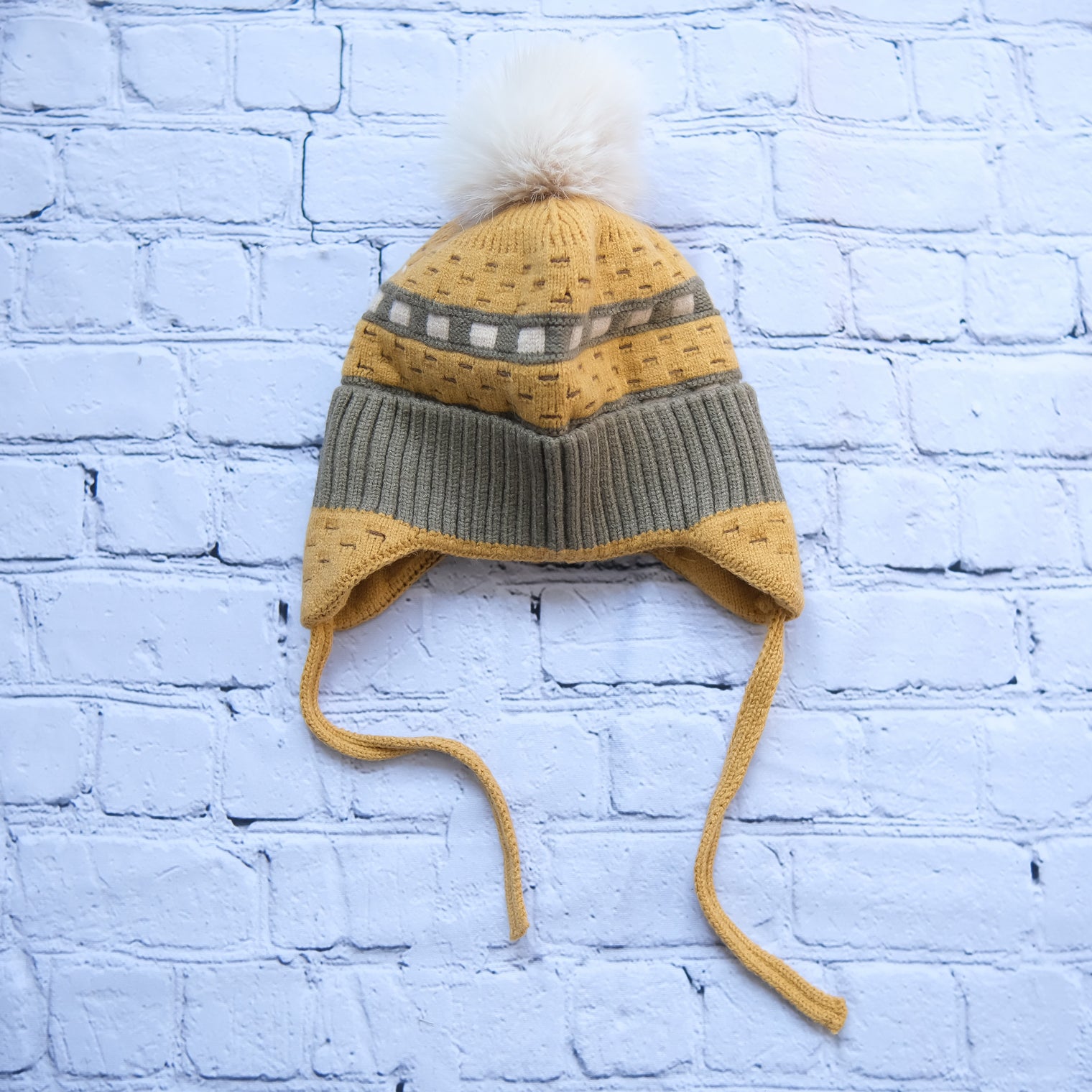 Kids Earflap Pom Pom Hat with Fleece Lining