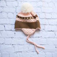 Kids Earflap Pom Pom Hat with Fleece Lining
