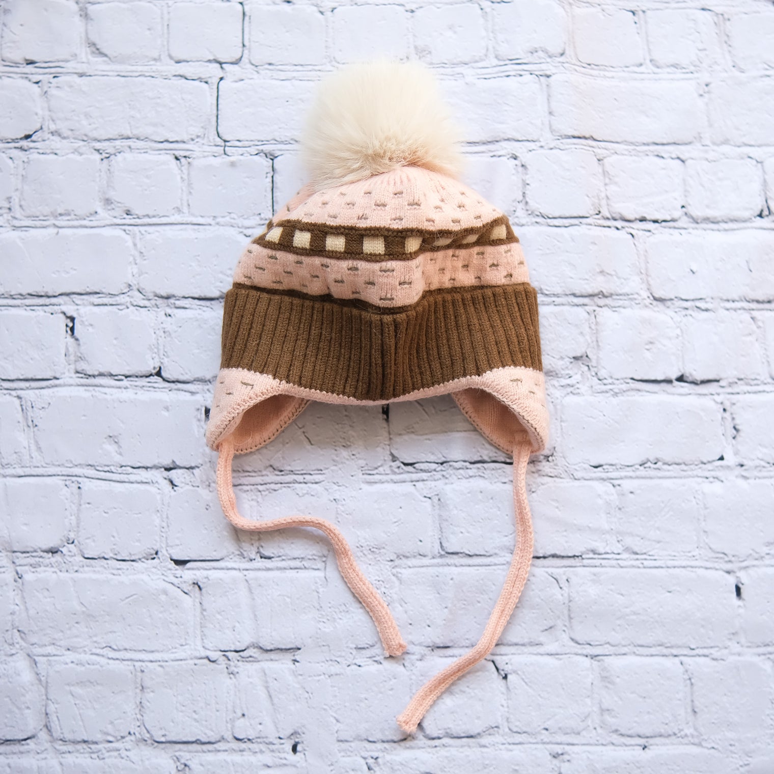 Kids Earflap Pom Pom Hat with Fleece Lining