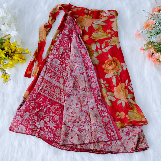Recycled Sari Flowy Wrap Skirt