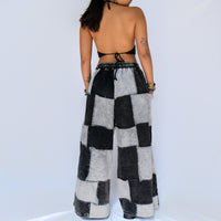 Patchwork Corduroy Wide Leg Pants