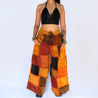 Patchwork Corduroy Wide Leg Pants