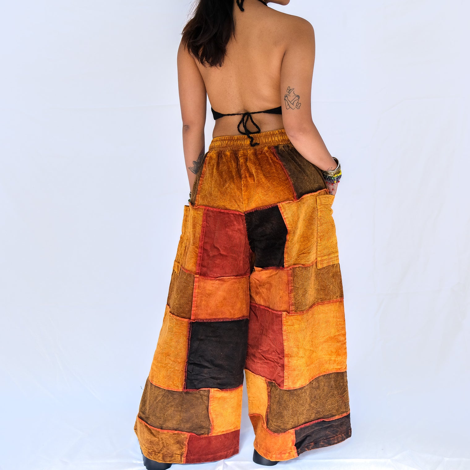 Patchwork Corduroy Wide Leg Pants