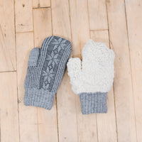 Knitted Snowflake Design Mitten with Fleece Lining