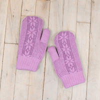 Knitted Snowflake Design Mitten with Fleece Lining