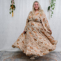 Bohemian Vintage Style Long Ruffle Skirt and Tie Top Set