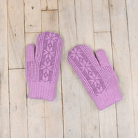 Knitted Snowflake Design Mitten with Fleece Lining