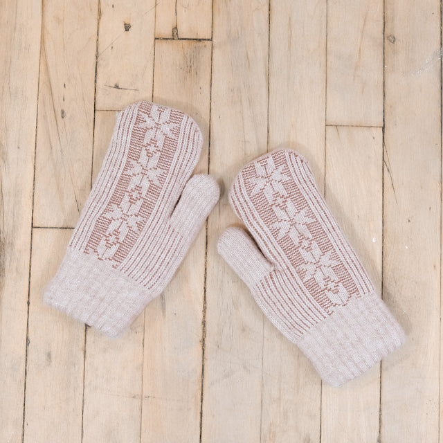 Knitted Snowflake Design Mitten with Fleece Lining