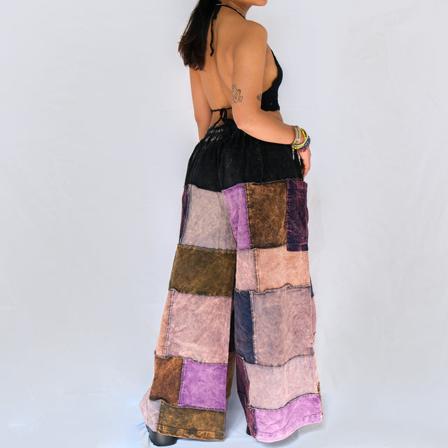 Patchwork Corduroy Wide Leg Pants