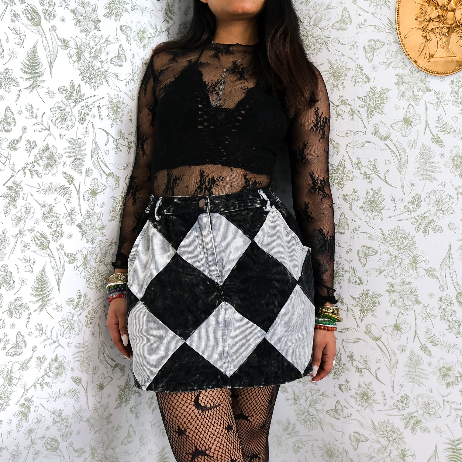 Patchwork Corduroy Mini Skirt