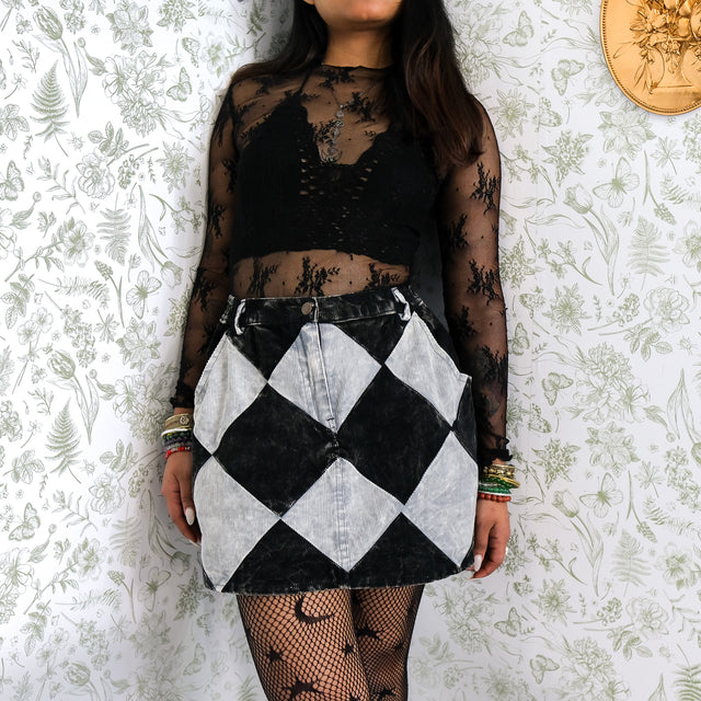 Patchwork Corduroy Mini Skirt