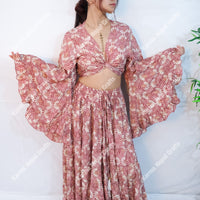 Willow Whisper Skirt with Ruffle Sleeve Top