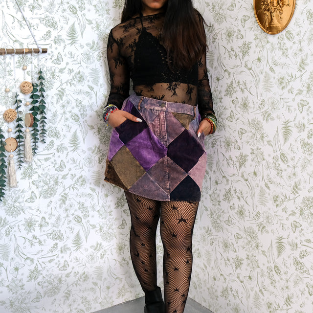Patchwork Corduroy Mini Skirt
