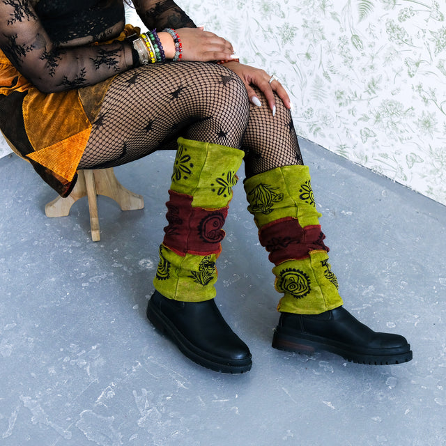 Patchwork Fleece Lined Leg Warmer