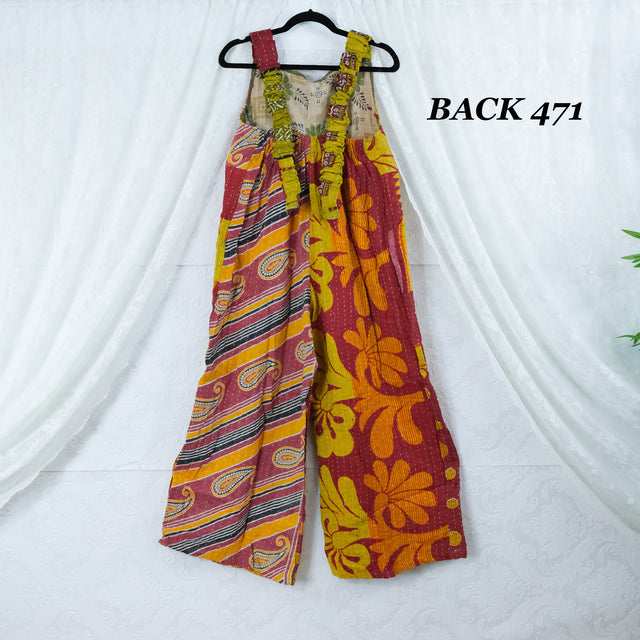 Kantha Wide Leg Boho Jumpsuit with Pockets