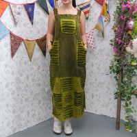 Patchwork Boho Ribbed Block Print Overall Cotton Maxi Dress