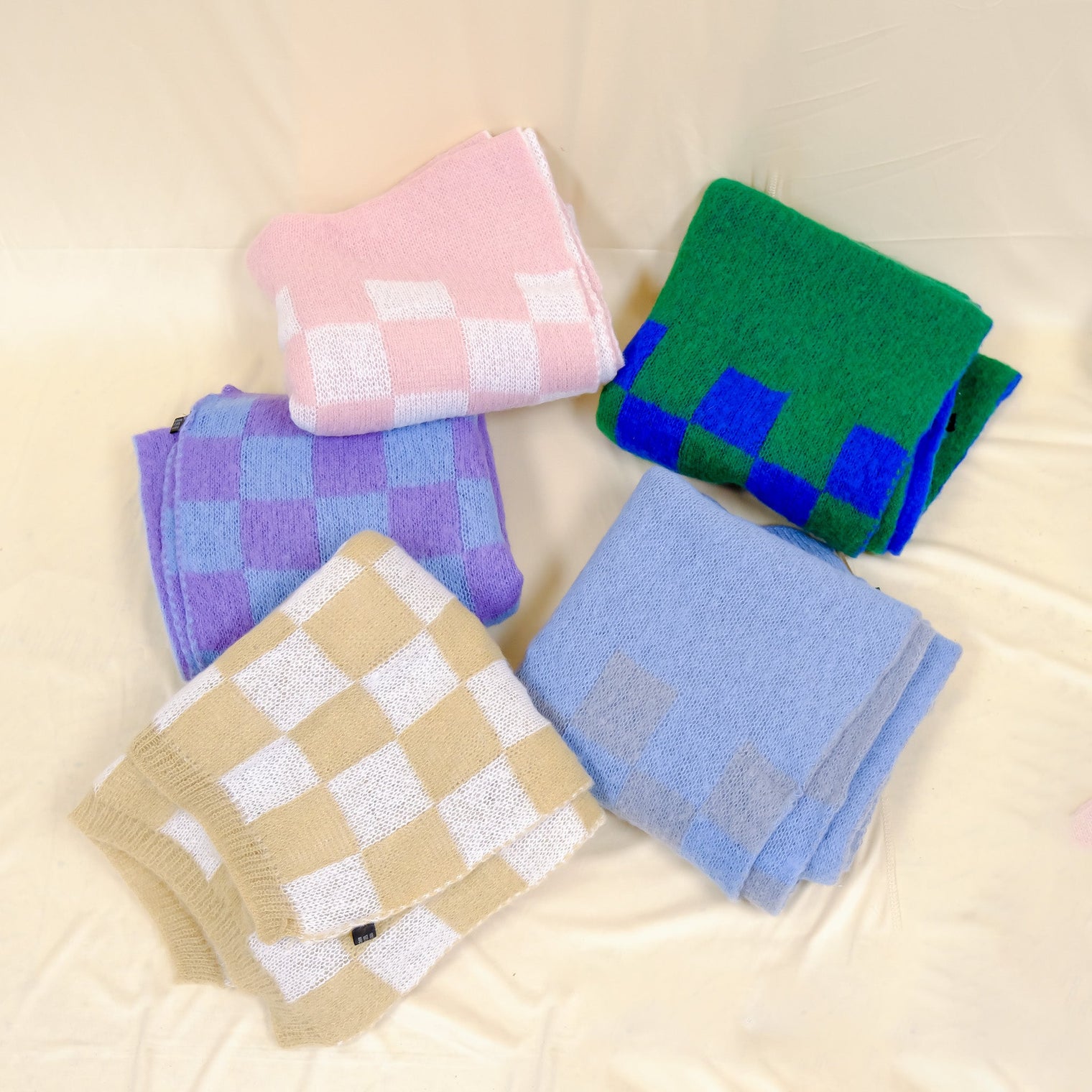 Plaid Long Cashmere Feel  Oversized Scarfs(Pack of 12)