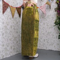 Patchwork Ribbed Block Print Wide Leg Pants
