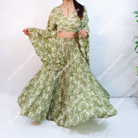 Willow Whisper Skirt with Ruffle Sleeve Top