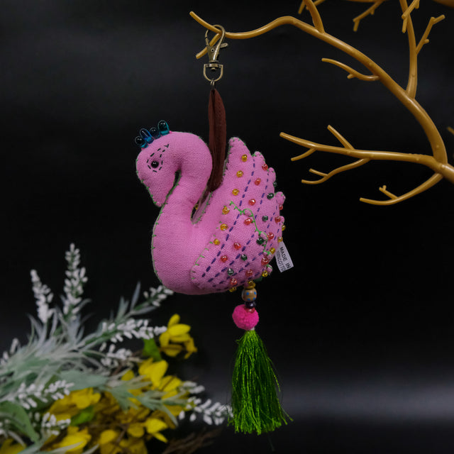 Beaded Swan Key Chain