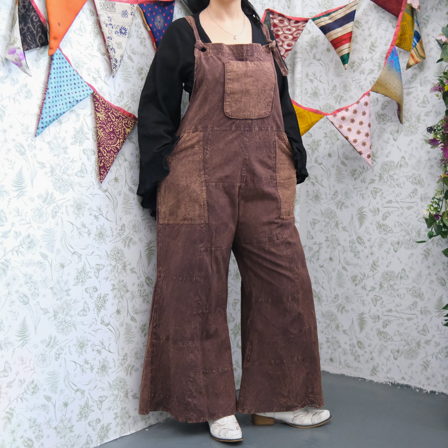 Stonewashed Cotton Wide Leg Jumpsuit