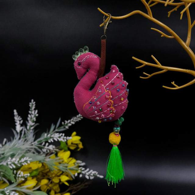 Beaded Swan Key Chain