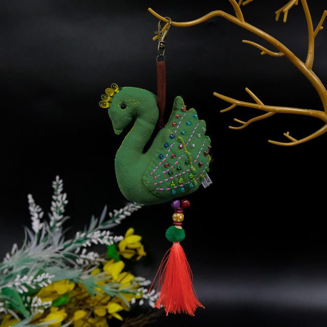 Beaded Swan Key Chain