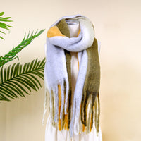 Long Plaid Chunky Scarfs with Fringe