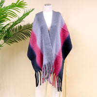 Long Plaid Chunky Scarfs with Fringe