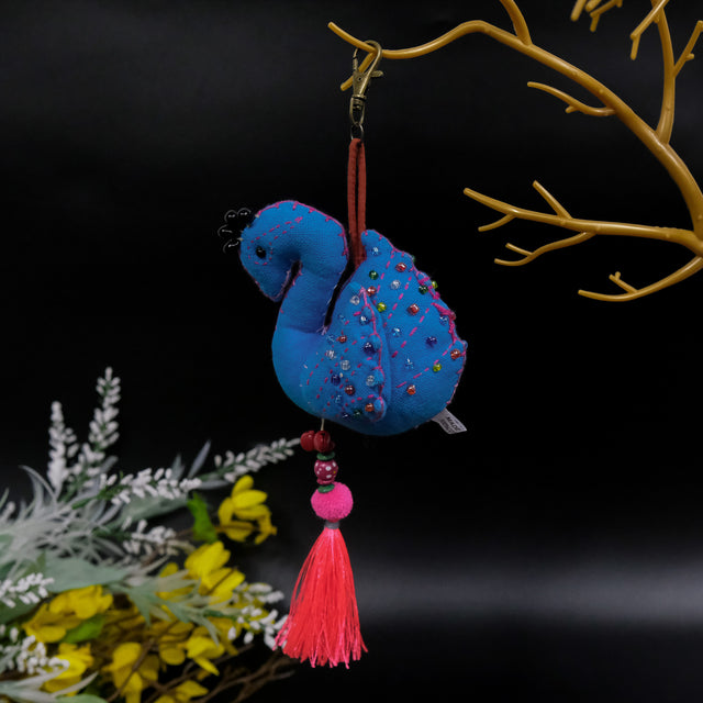 Beaded Swan Key Chain