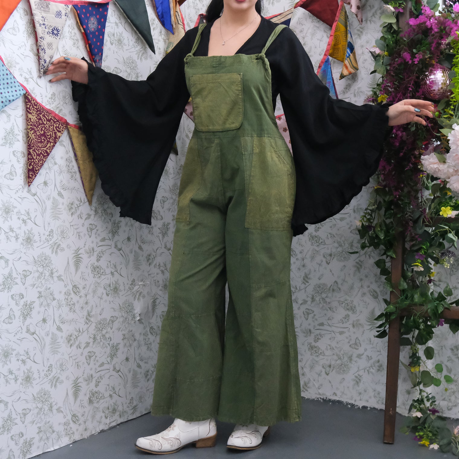 Stonewashed Cotton Wide Leg Jumpsuit