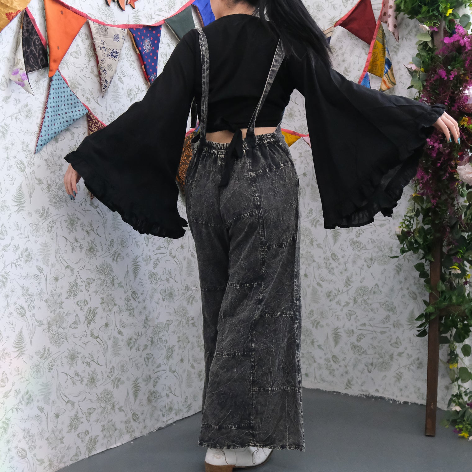 Stonewashed Cotton Wide Leg Jumpsuit