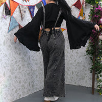 Stonewashed Cotton Wide Leg Jumpsuit