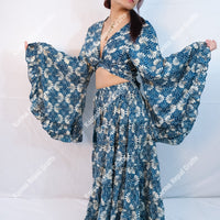 Willow Whisper Skirt with Ruffle Sleeve Top