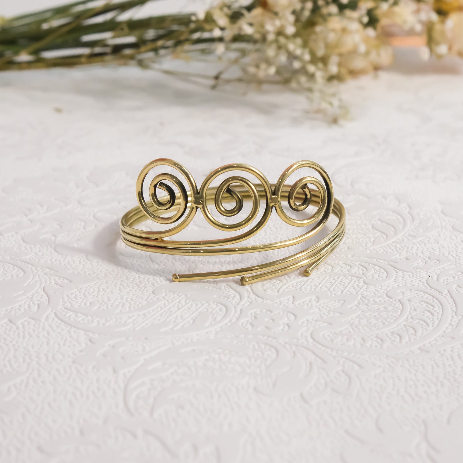 Gold Celtic Triple Spiral Adjustable Arm Cuff