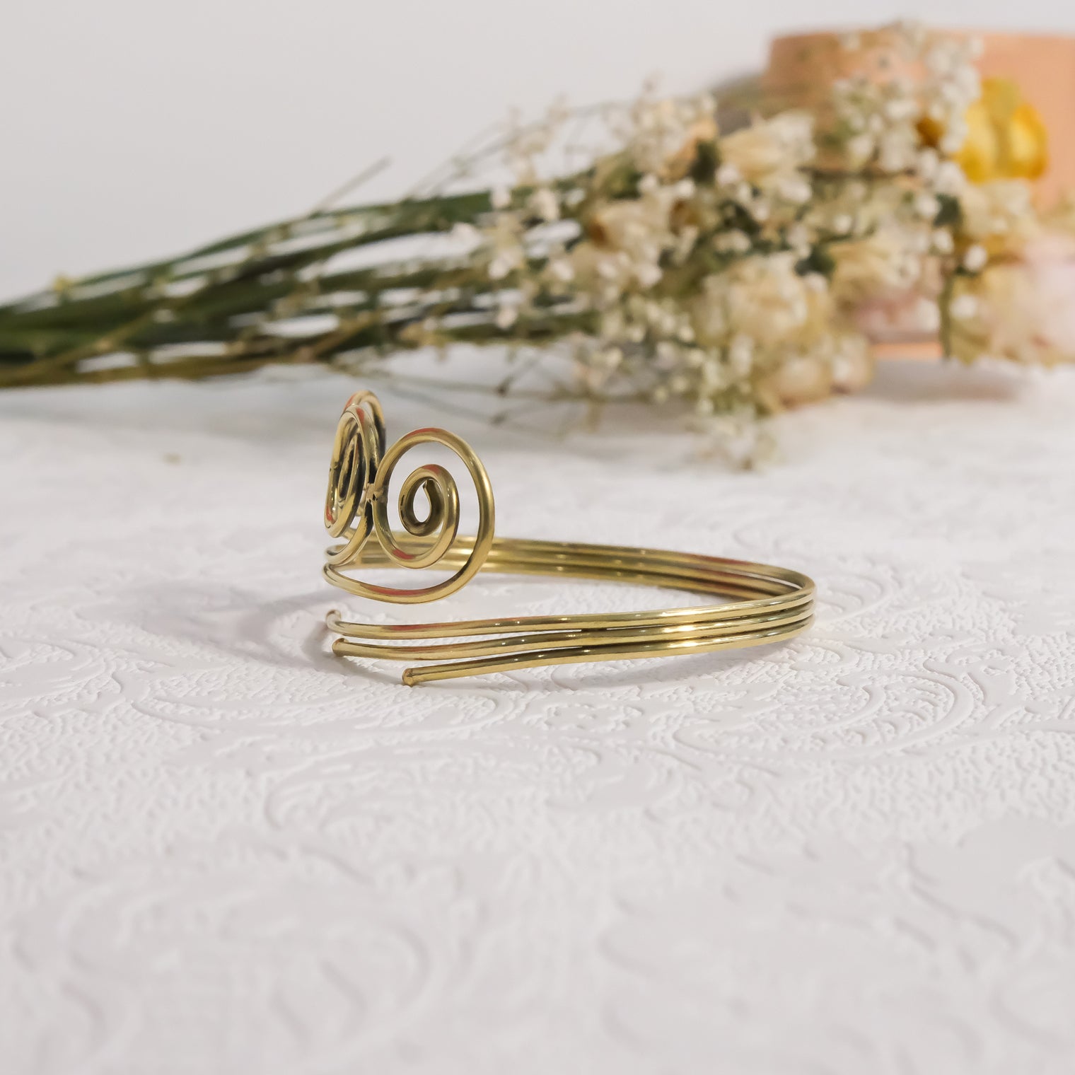 Gold Celtic Triple Spiral Adjustable Arm Cuff