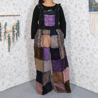 Patchwork Corduroy Wide Leg Jumpsuit