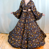 Forest Whisper Skirt with Ruffle Sleeve Top