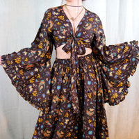 Forest Whisper Skirt with Ruffle Sleeve Top