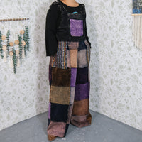 Patchwork Corduroy Wide Leg Jumpsuit