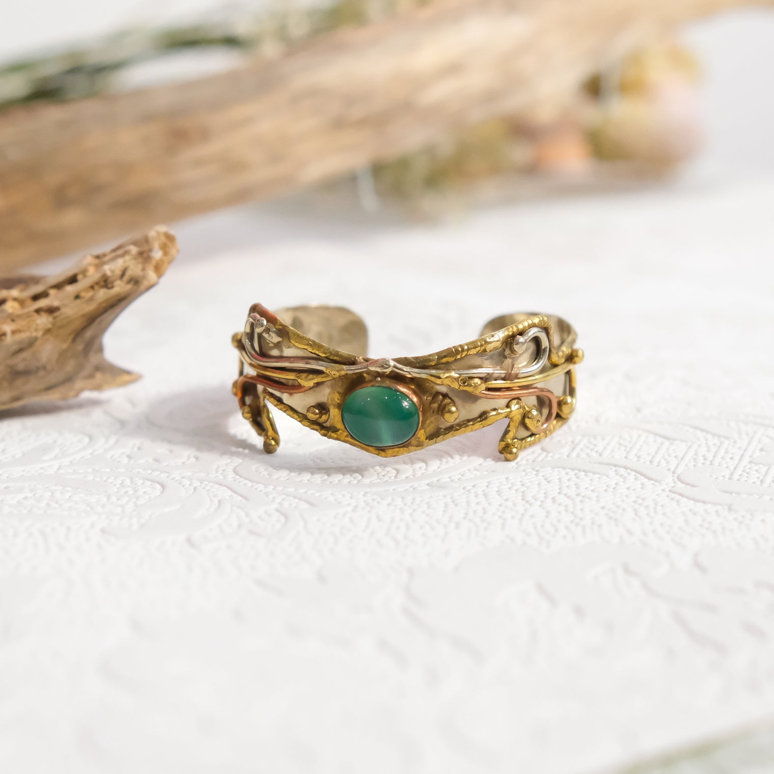 Mystic Gemstone Boho Cuff Bracelet