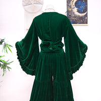 Velvet Dream Tiered Flowy Pants with Ruffle Wrap Top Set