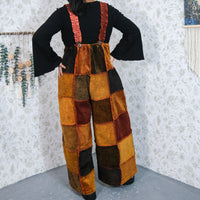 Patchwork Corduroy Wide Leg Jumpsuit