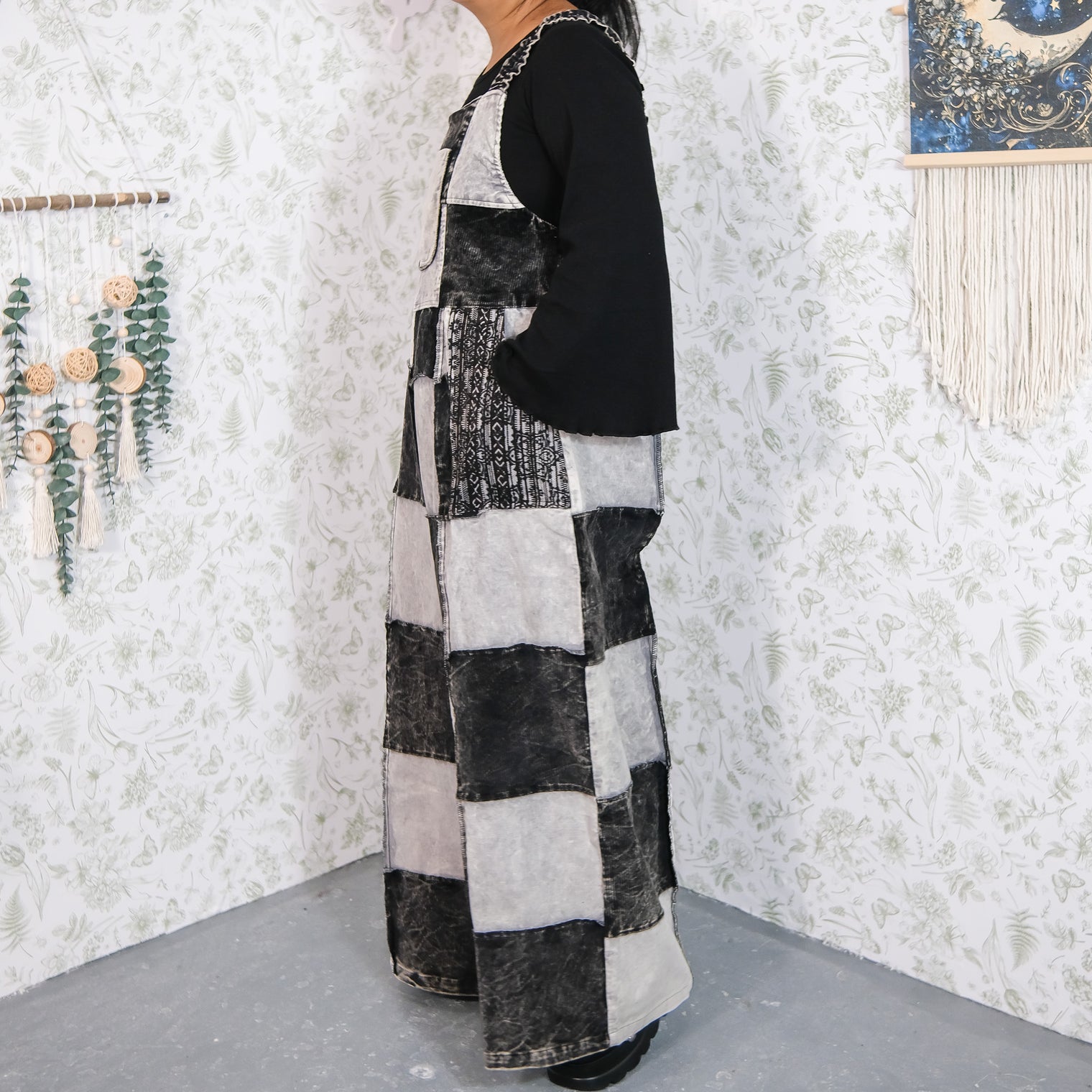 Patchwork Corduroy Wide Leg Jumpsuit