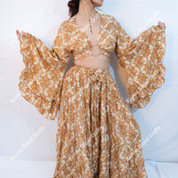 Willow Whisper Skirt with Ruffle Sleeve Top