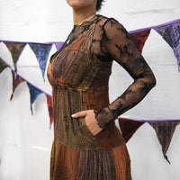 Patchwork Tiered Boho Maxi Dress with Pockets