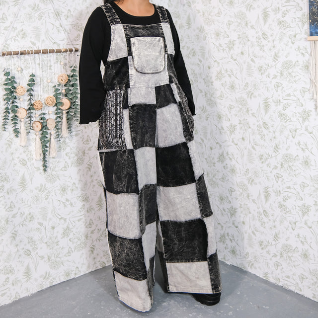 Patchwork Corduroy Wide Leg Jumpsuit